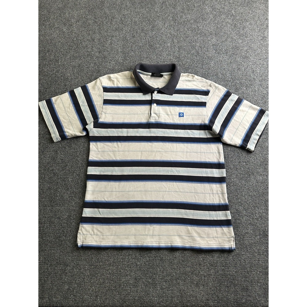 Mens Southpole Striped Short Sleeve Polo Shirt Blue Gray, Size M
